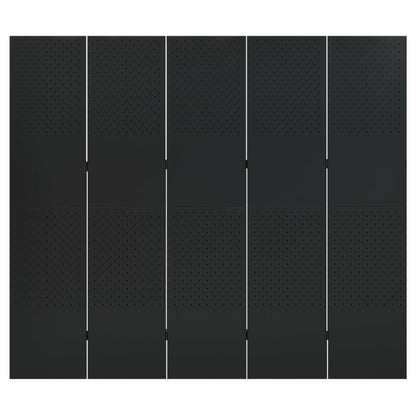 Paravento a 5 Pannelli 2 pz Nero 200x180 cm in Acciaio