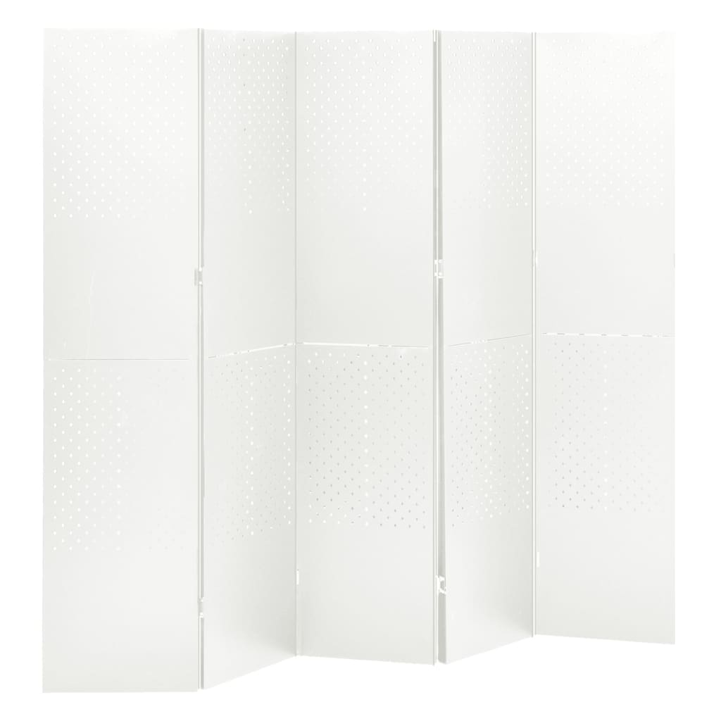 Paravento a 5 Pannelli 2 pz Bianco 200x180 cm in Acciaio