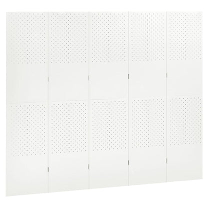 Paravento a 5 Pannelli 2 pz Bianco 200x180 cm in Acciaio