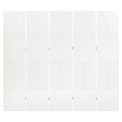 Paravento a 5 Pannelli 2 pz Bianco 200x180 cm in Acciaio