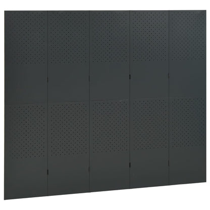 Paravento a 5 Pannelli 2 pz Antracite 200x180 cm in Acciaio