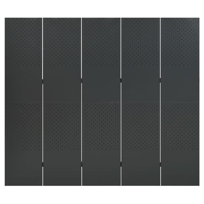 Paravento a 5 Pannelli 2 pz Antracite 200x180 cm in Acciaio