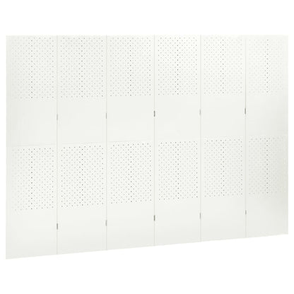 Paravento a 6 Pannelli 2 pz Bianco 240x180 cm in Acciaio