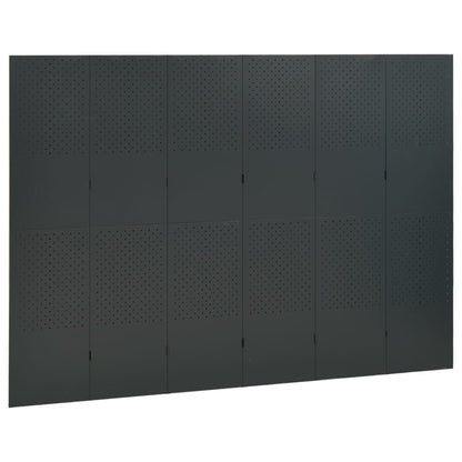 Paravento a 6 Pannelli 2 pz Antracite 240x180 cm in Acciaio