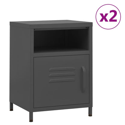 Comodini 2 pz Antracite 35x35x51 cm in Acciaio