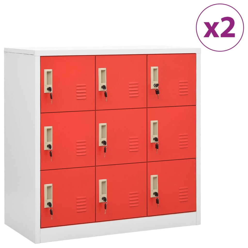 Armadietti Chiavi 2pz Grigio Chiaro Rosso 90x45x92,5cm Acciaio