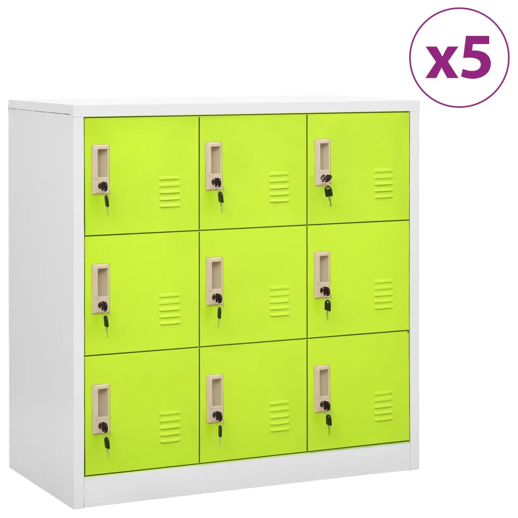 Armadietti Chiavi 5pz Grigio Chiaro Verde 90x45x92,5cm Acciaio
