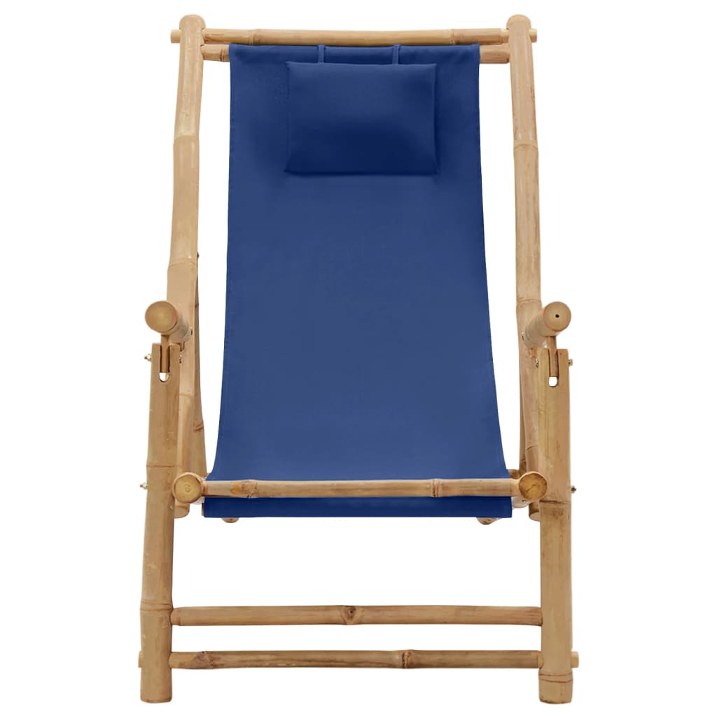 Sedia a Sdraio in BambÃ¹ e Tela Blu Marino
