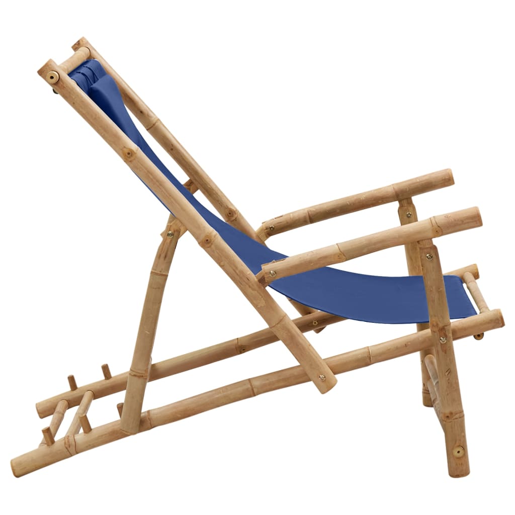 Sedia a Sdraio in BambÃ¹ e Tela Blu Marino
