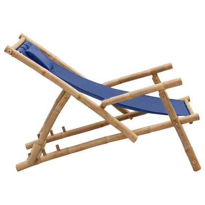 Sedia a Sdraio in BambÃ¹ e Tela Blu Marino