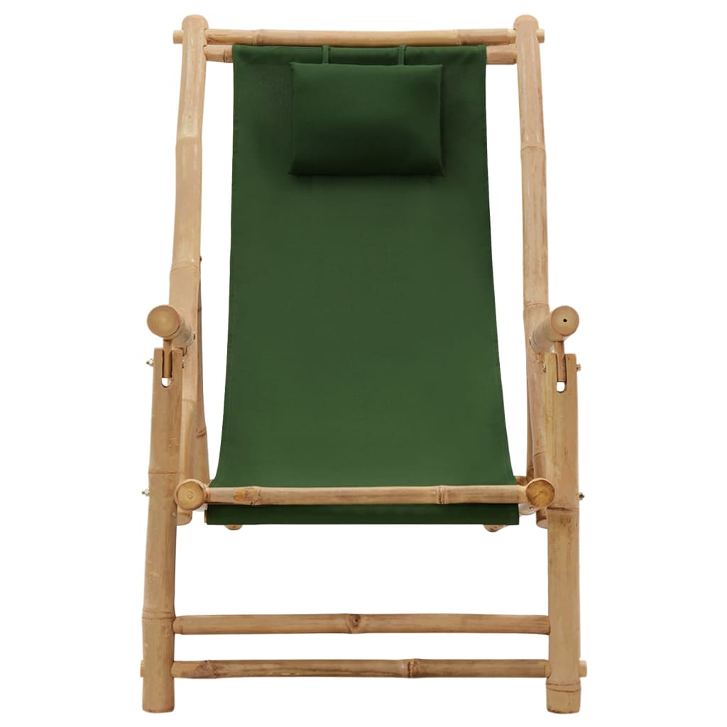 Sedia a Sdraio in BambÃ¹ e Tela Verde