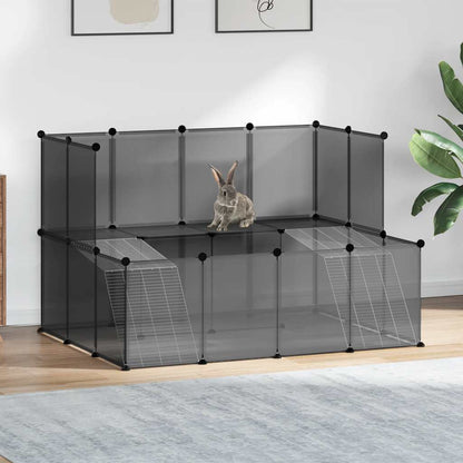 Gabbia per Piccoli Animali Nera 143x107x93 cm in PP e Acciaio