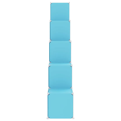 Scaffale Portaoggetti per Bambini con 15 Cubi Blu in PP