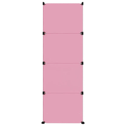 Scaffale Portaoggetti per Bambini con 12 Cubi Rosa in PP