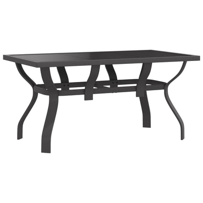 Tavolo da Giardino Grigio e Nero 140x70x70cm in Acciaio e Vetro