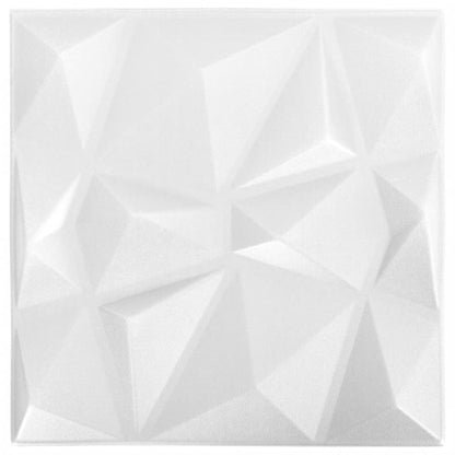 Pannelli Murali 3D 24 pz 50x50 cm Bianchi a Diamante 6 m²