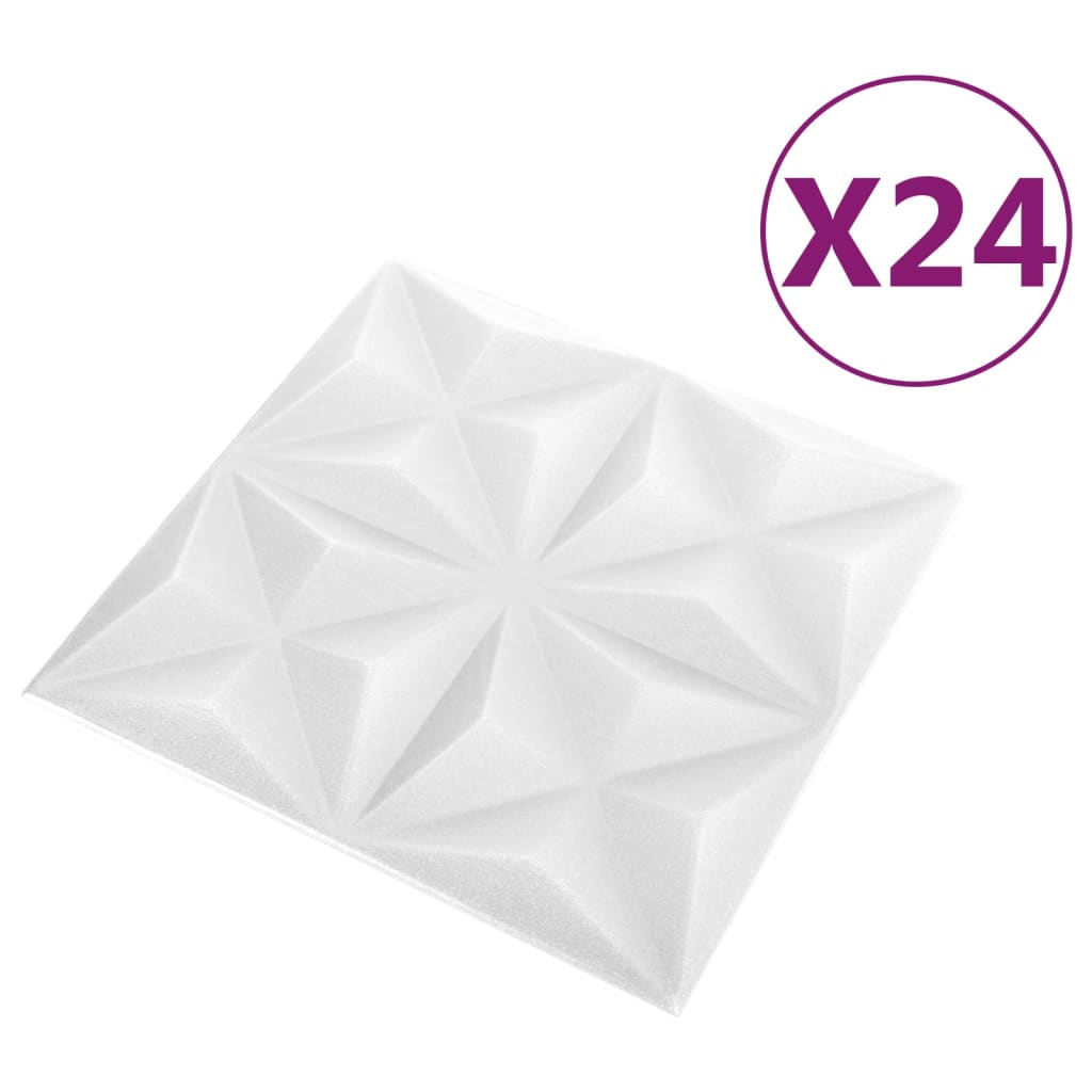 Pannelli Murali 3D 24 pz 50x50 cm Bianchi Origami 6 m²