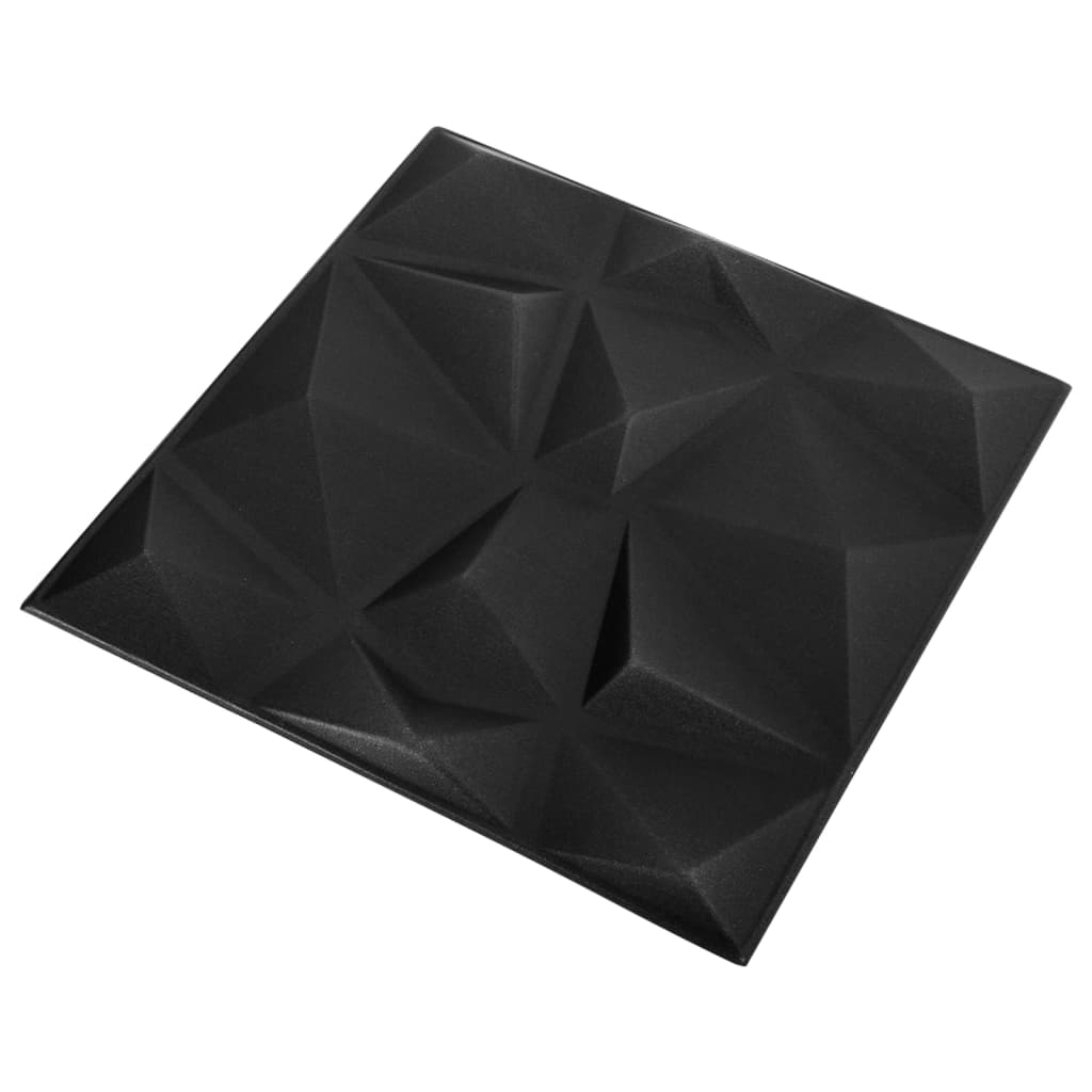 Pannelli Murali 3D 24 pz 50x50 cm Neri a Diamante 6 m²