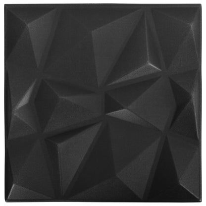 Pannelli Murali 3D 48 pz 50x50 cm Neri a Diamante 12 m²