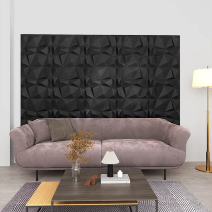 Pannelli Murali 3D 48 pz 50x50 cm Neri a Diamante 12 m²