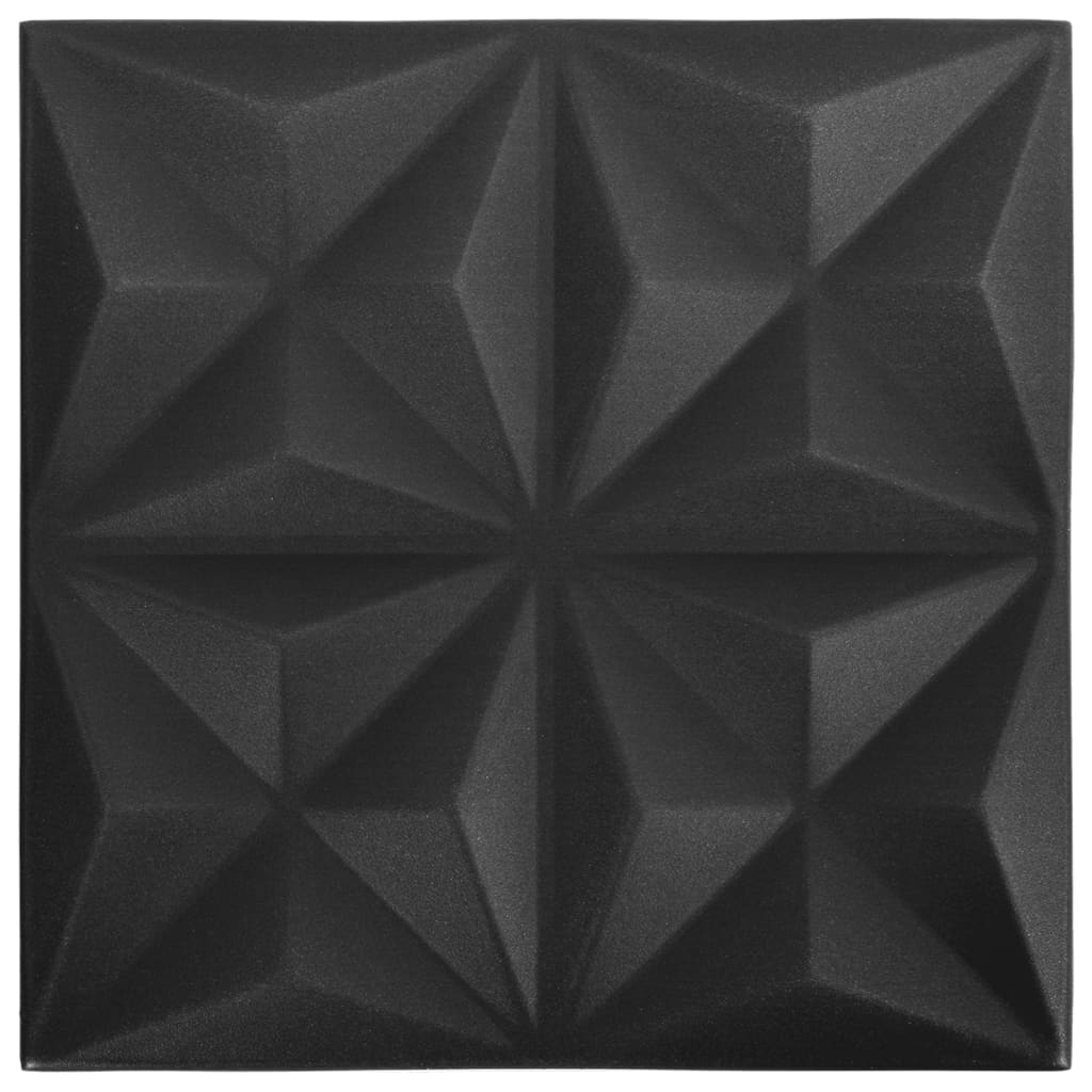 Pannelli Murali 3D 48 pz 50x50 cm Neri Origami 12 m²