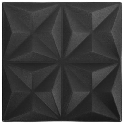 Pannelli Murali 3D 48 pz 50x50 cm Neri Origami 12 m²