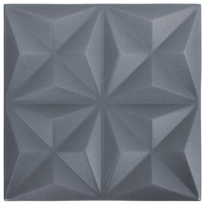 Pannelli Murali 3D 48 pz 50x50 cm Grigi Origami 12 m²