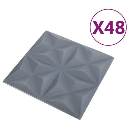 Pannelli Murali 3D 48 pz 50x50 cm Grigi Origami 12 m²