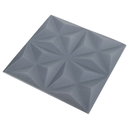 Pannelli Murali 3D 48 pz 50x50 cm Grigi Origami 12 m²