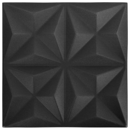 Pannelli Murali 3D 12 pz 50x50 cm Neri Origami 3 m²