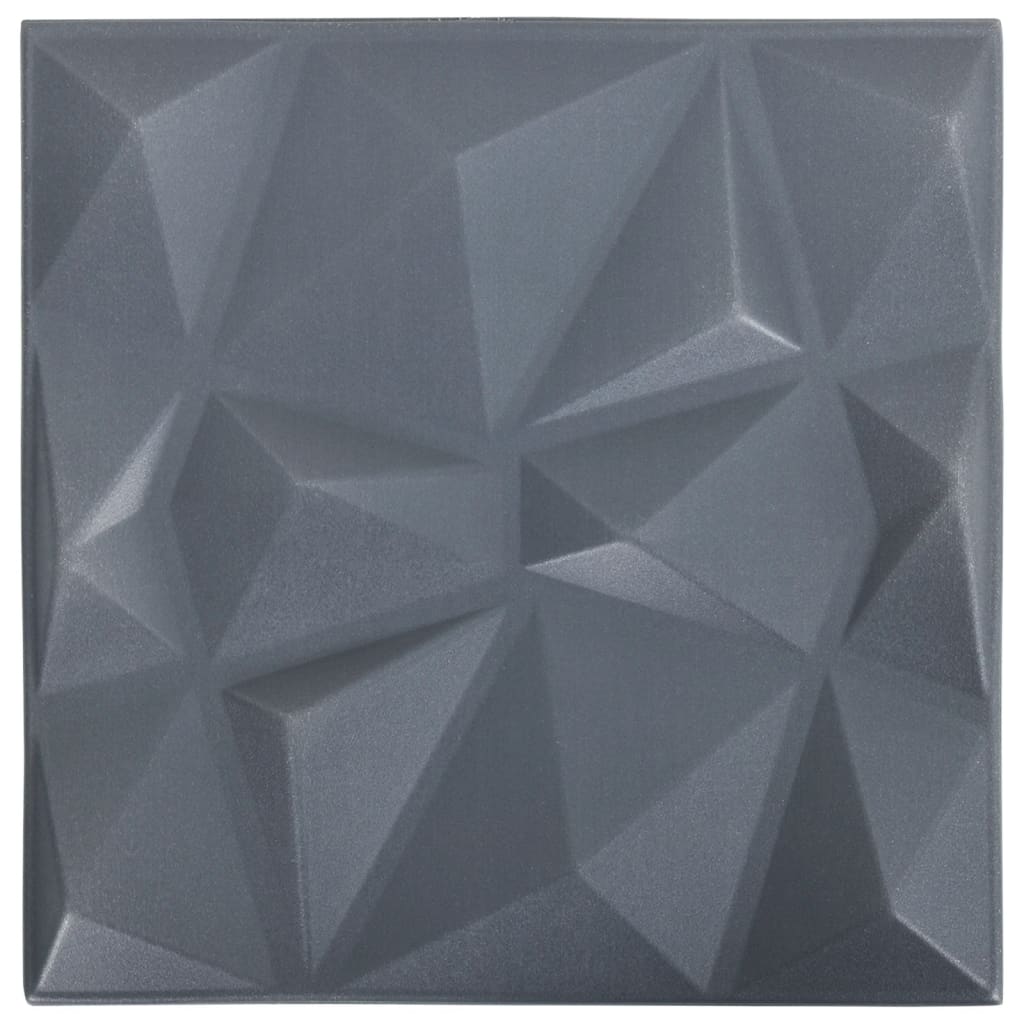 Pannelli Murali 3D 12 pz 50x50 cm Grigi a Diamante 3 m²