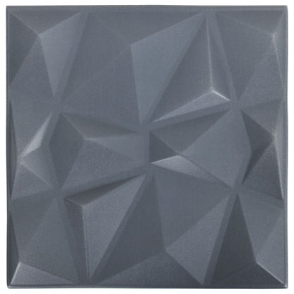 Pannelli Murali 3D 12 pz 50x50 cm Grigi a Diamante 3 m²