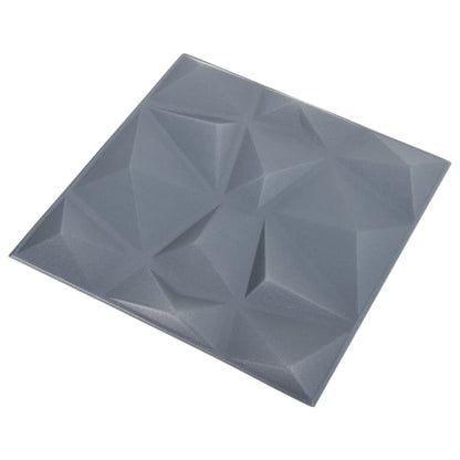 Pannelli Murali 3D 12 pz 50x50 cm Grigi a Diamante 3 m²
