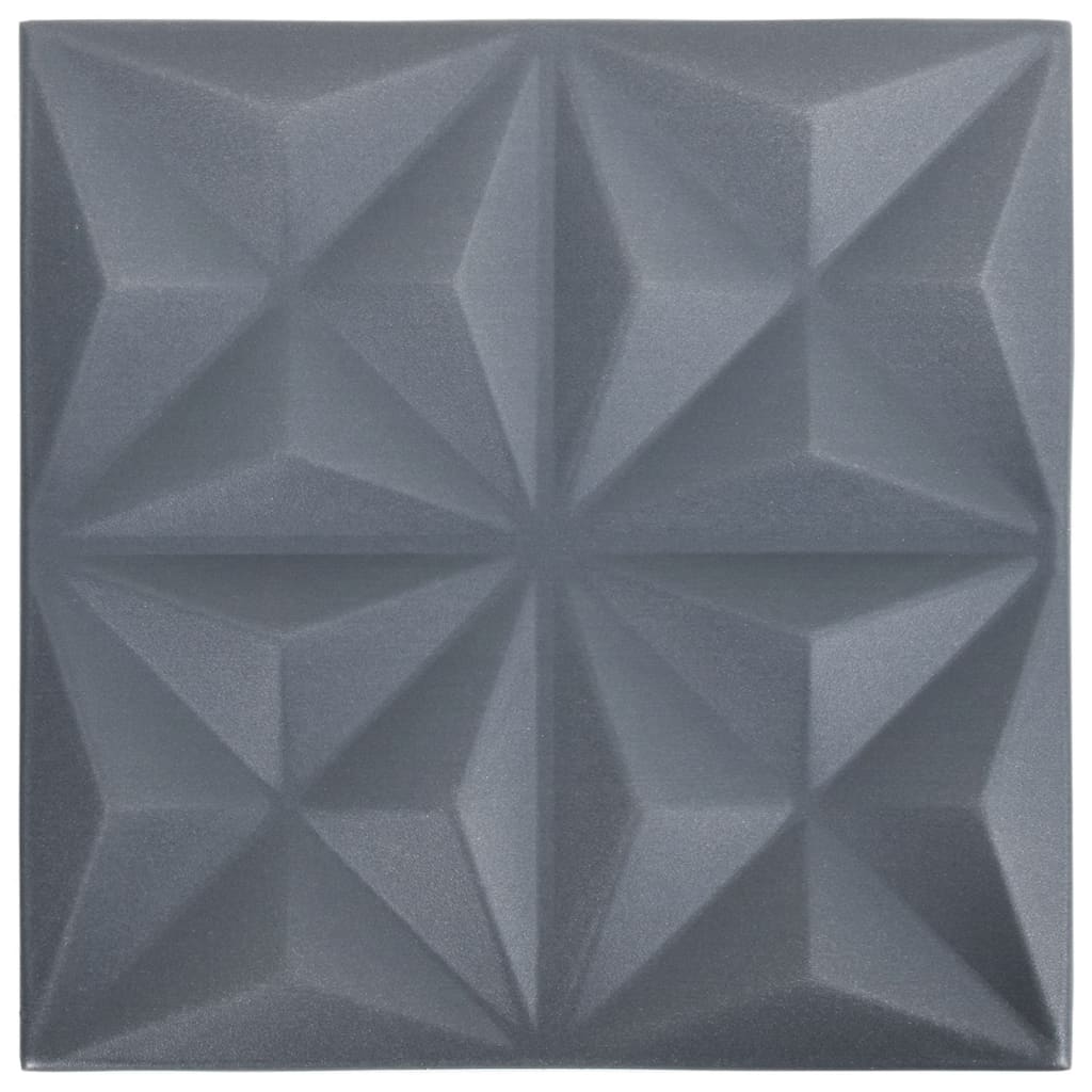 Pannelli Murali 3D 12 pz 50x50 cm Grigi Origami 3 m²