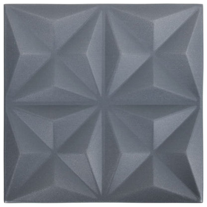 Pannelli Murali 3D 12 pz 50x50 cm Grigi Origami 3 m²
