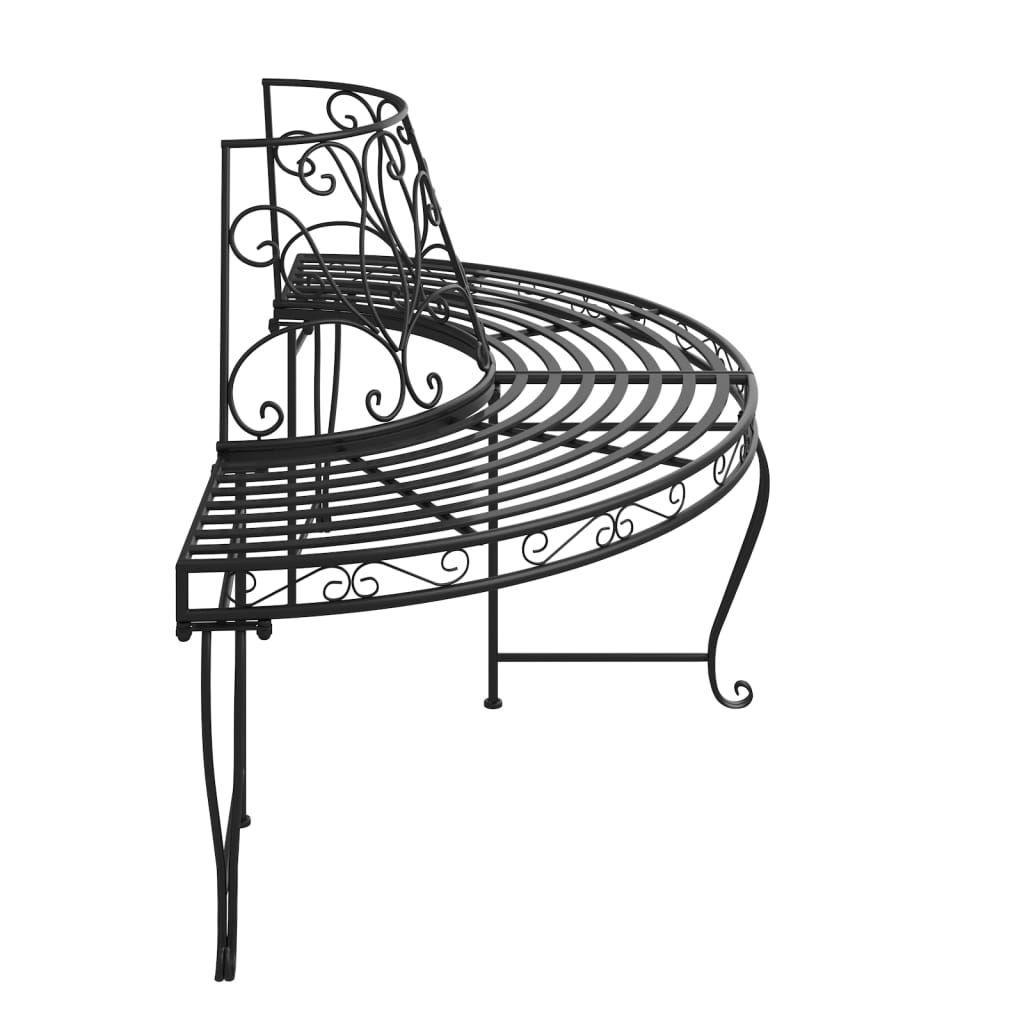 Panchine per Albero Semicircolari 2 pz ÃƒËœ160 cm Nere in Acciaio