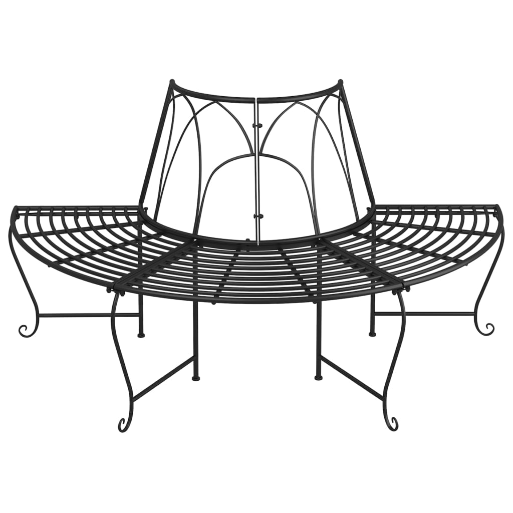 Panchine per Albero Semicircolari 2 pz Ã˜159 cm Nere in Acciaio
