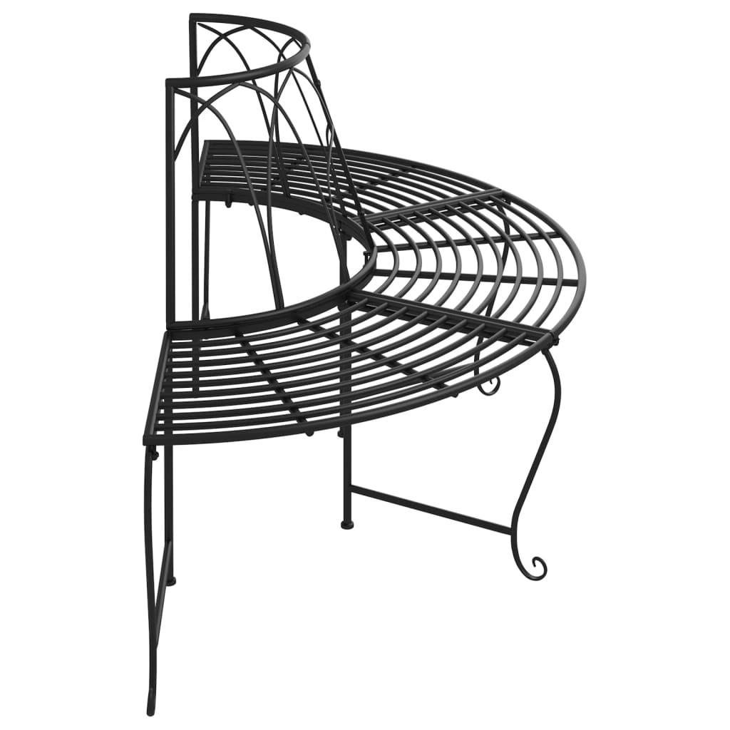 Panchine per Albero Semicircolari 2 pz Ã˜159 cm Nere in Acciaio
