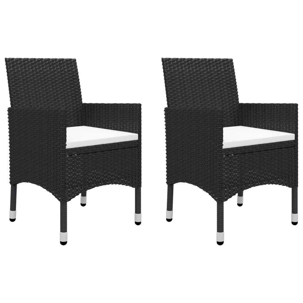 Set da Pranzo da Giardino 3 pz con Cuscini Nero