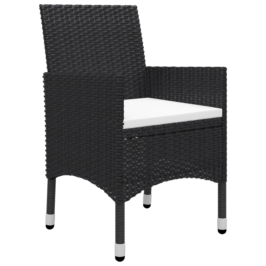 Set da Pranzo da Giardino 3 pz con Cuscini Nero