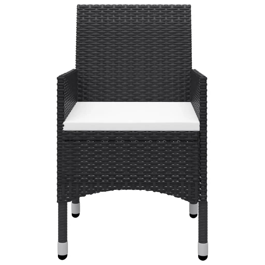 Set da Pranzo da Giardino 3 pz con Cuscini Nero