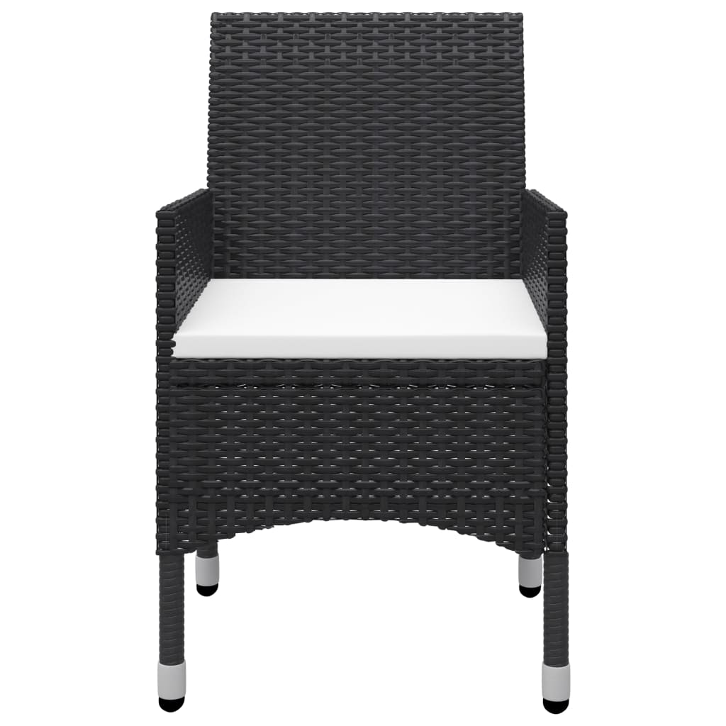 Set da Pranzo da Giardino 3 pz con Cuscini Nero