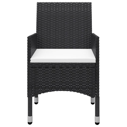 Set da Pranzo da Giardino 3 pz con Cuscini Nero