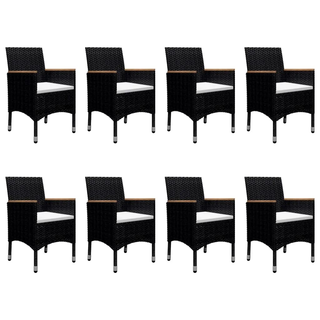 Set Pranzo da Giardino 9pz in Polyrattan e Vetro Temperato Nero