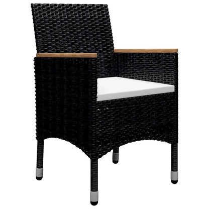 Set Pranzo da Giardino 9pz in Polyrattan e Vetro Temperato Nero
