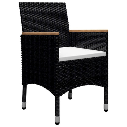 Set da Pranzo da Giardino 9 pz Polyrattan e Legno Massello Nero