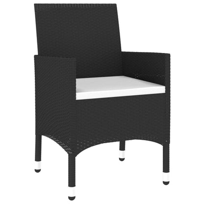 Set Bistrot da Giardino 3 pz Polyrattan e Legno Massello Nero