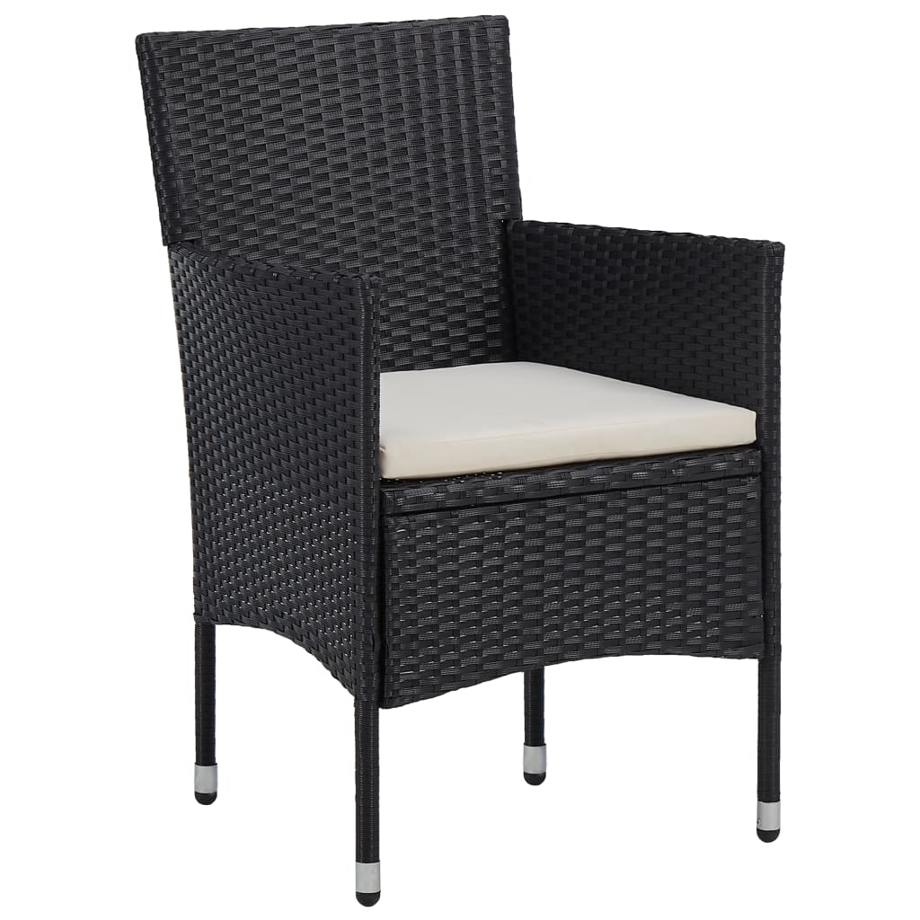 Set Bistrot da Giardino 3 pz Polyrattan e Legno Massello Nero
