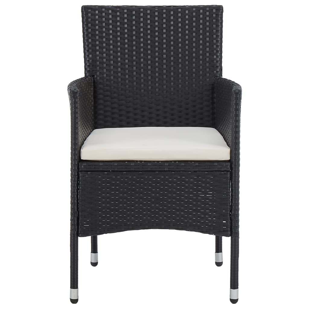 Set Bistrot da Giardino 3 pz Polyrattan e Legno Massello Nero