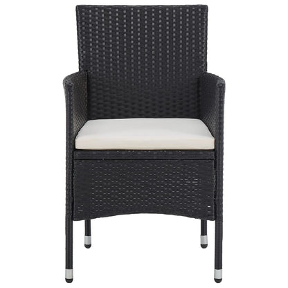 Set Bistrot da Giardino 3 pz Polyrattan e Legno Massello Nero